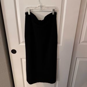 Eileen Fisher Washable Wool MIDI Black Crepe Skirt Size M